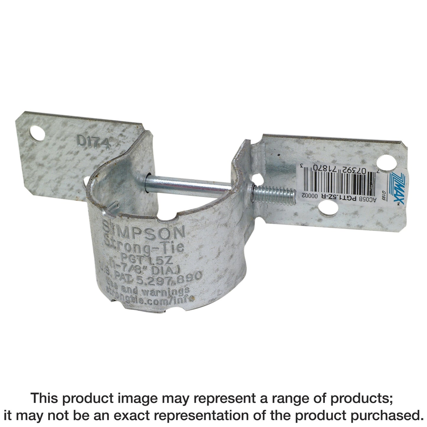 Simpson Strong-Tie PGT1.5Z-R PGT® 12-Gauge ZMAX® Galvanized Pipe Grip Tie® for 1-1/2 in. Pipe (Pack of 50)