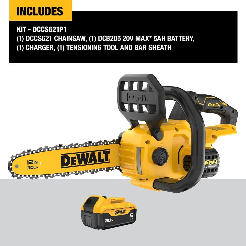 DeWalt DCCS621P1 20V MAX Compact Brushless Cordless Chainsaw Kit