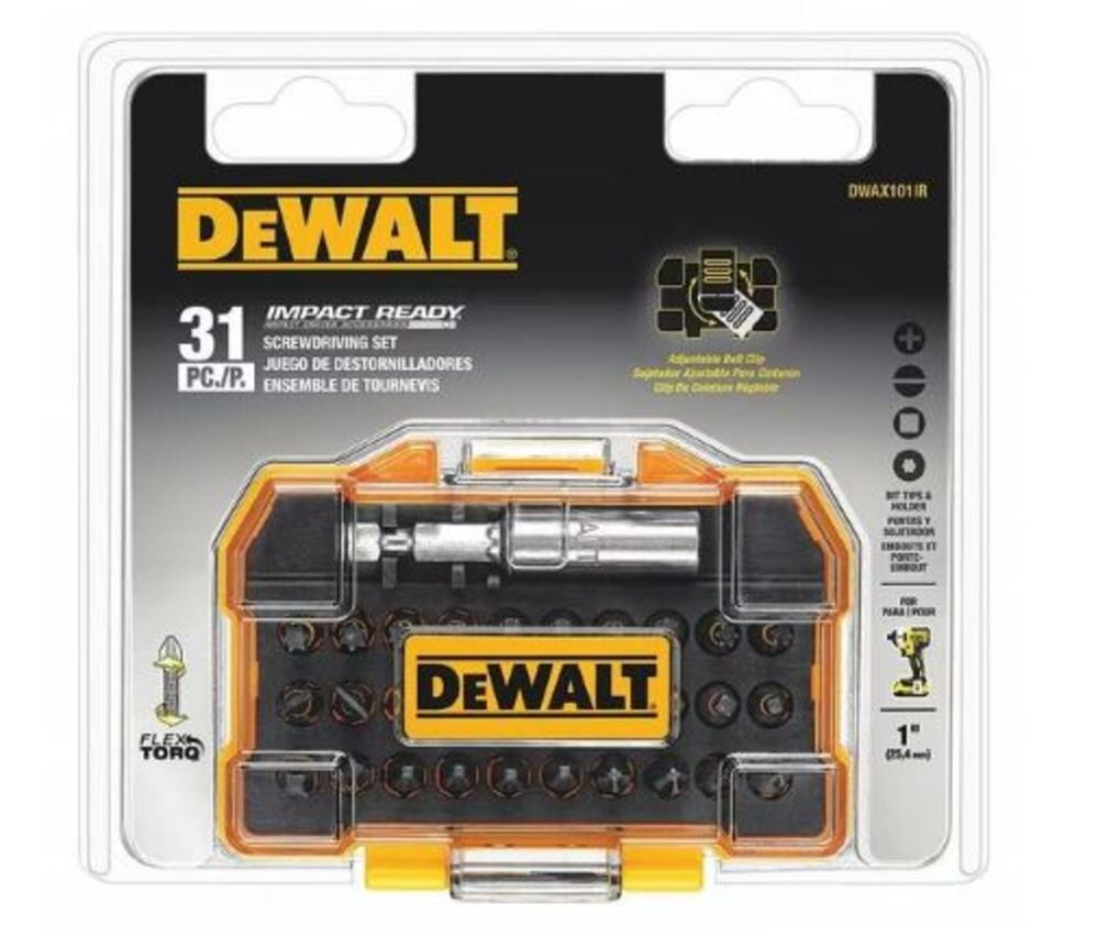 DeWalt DWAX101IR 31-Piece Impact Ready Bit Set with Flex Torq Compact Tough Case
