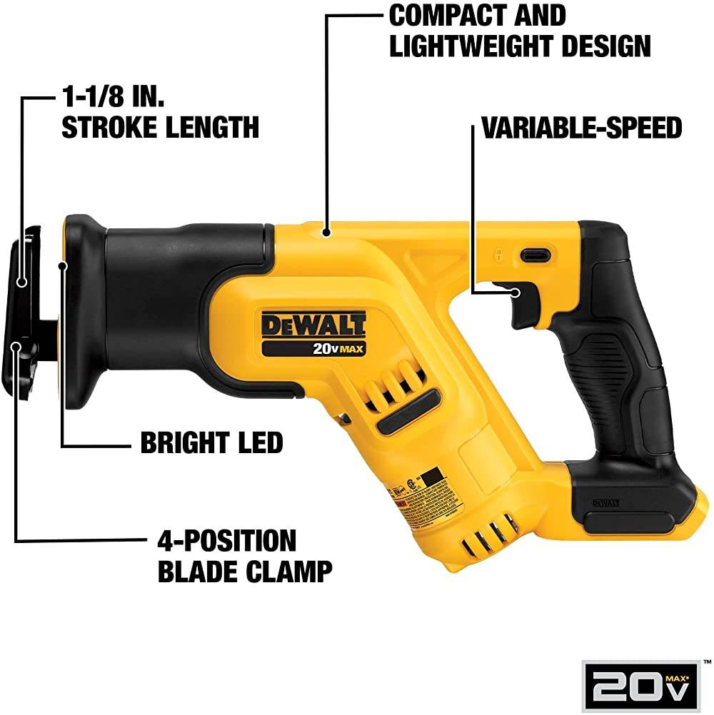 DEWALT 20V Max Reciprocating Saw Compact, Tool Only (DCS387B)