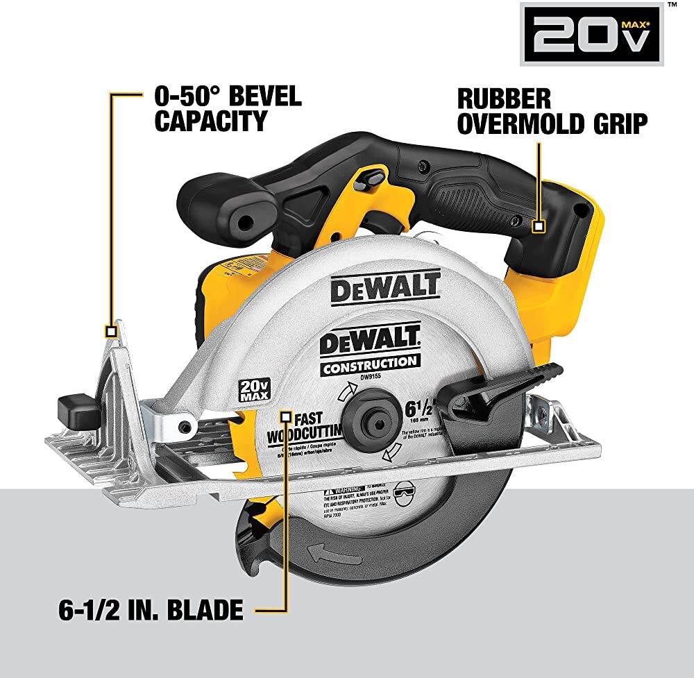 Sierra circular DEWALT DCS391B de 6-1/2 pulgadas y 20 V MÁX.* (solo herramienta)