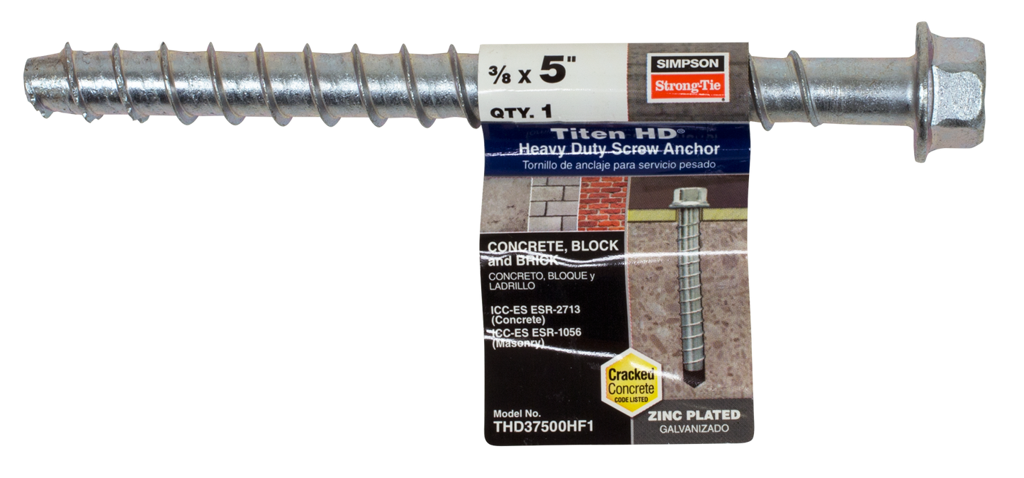 Simpson Strong-Tie THD37500HF1 Titen HD® 3/8 in. x 5 in. Heavy-Duty Screw Anchor