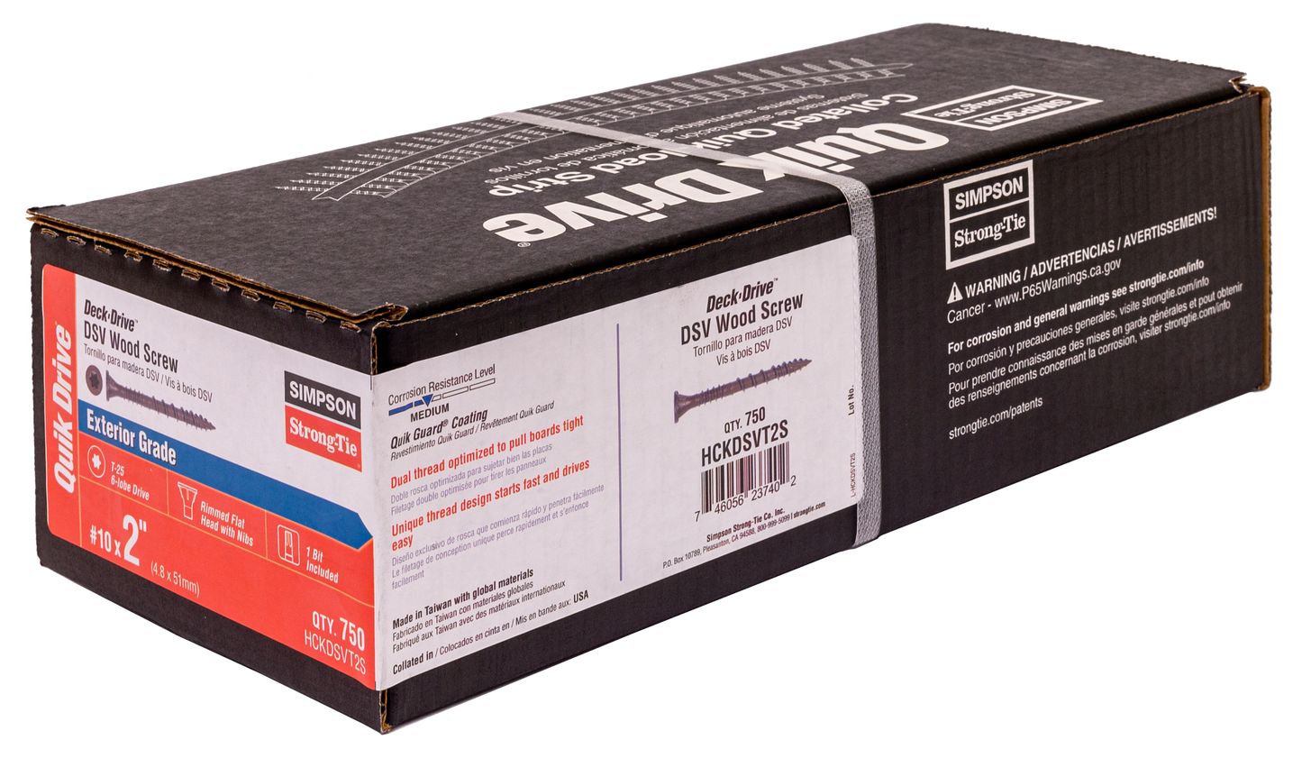 Simpson Strong-Tie HCKDSVT2S Deck-Drive™ DSV WOOD Screw (Collated) — #10 x 2 in. T25 6-Lobe, Tan (750-Qty)