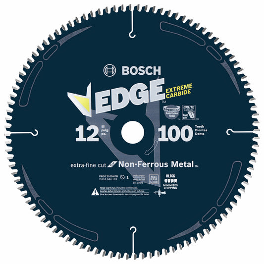 Hoja de sierra circular BOSCH PRO12100NFB de 12 pulgadas y 100 dientes para cortar metales no ferrosos