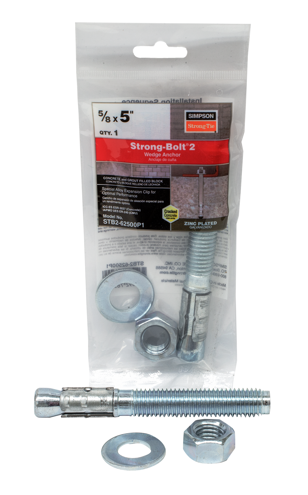 Simpson Strong-Tie STB2-62500P1 Strong-Bolt® 2 — 5/8 in. x 5 in. Wedge Anchor (Pack of 4050)