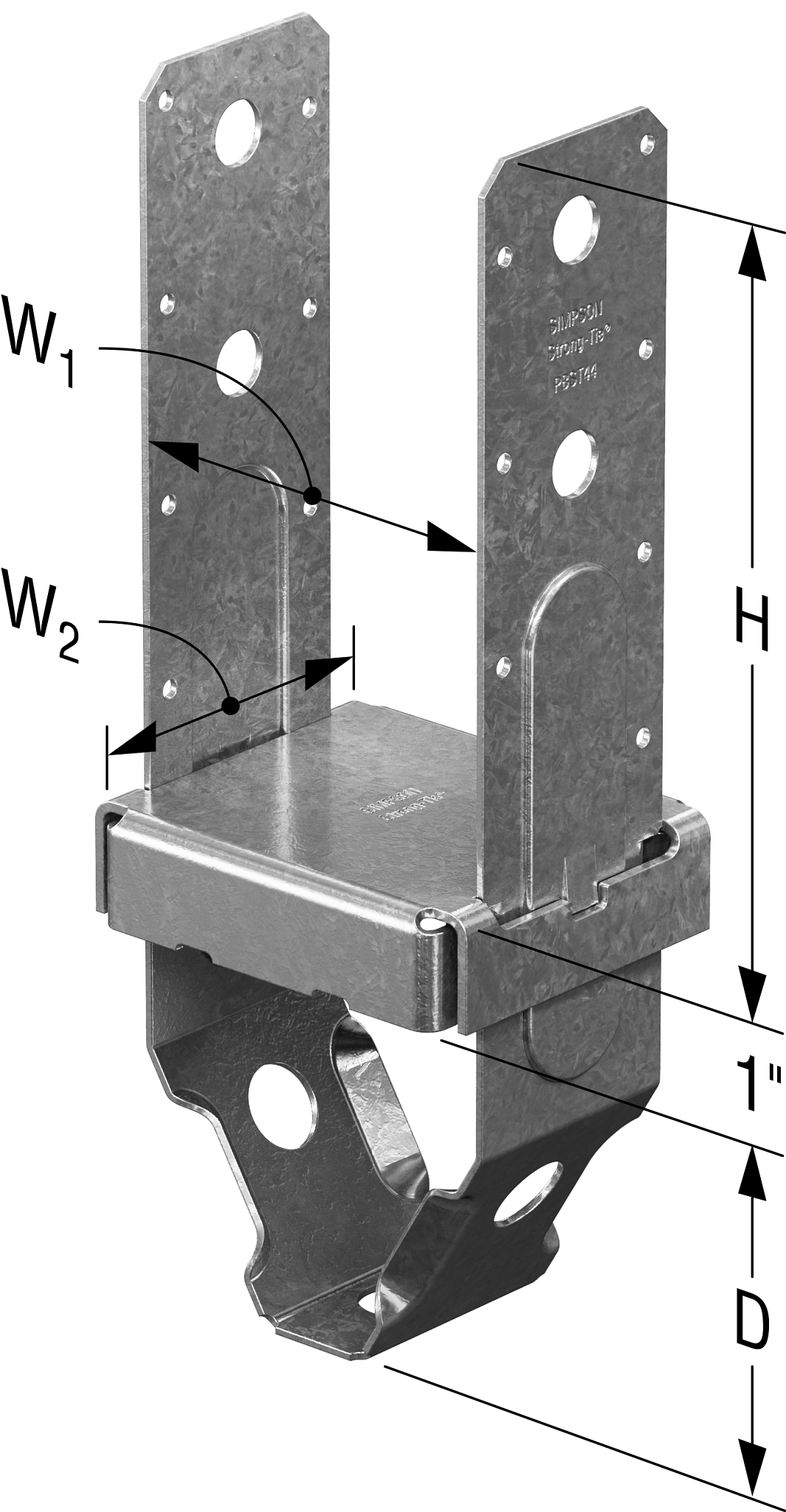 Simpson Strong-Tie PBST44Z PBST™ ZMAX® Galvanized Standoff Post Base for 4x4
