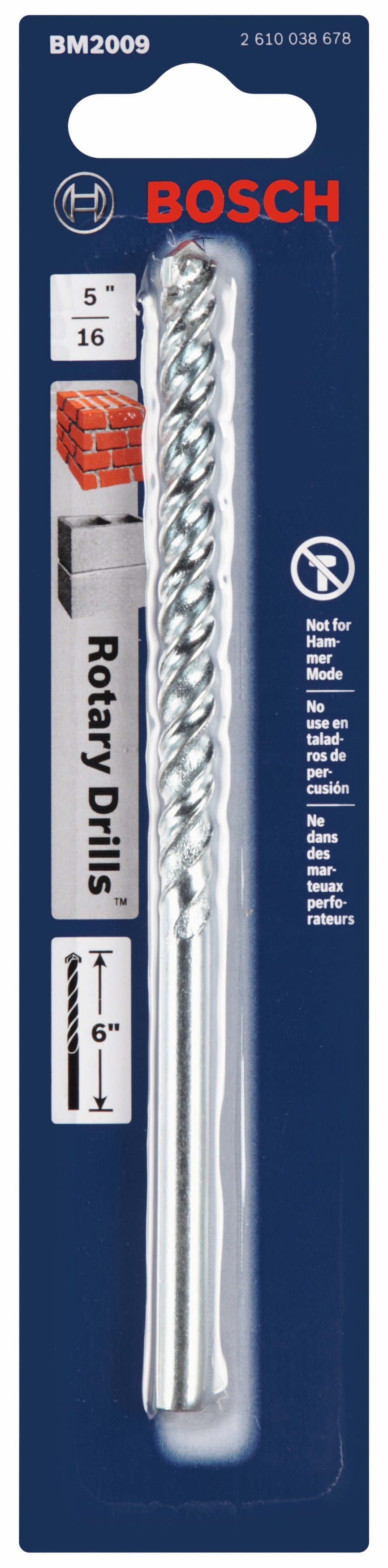 Broca rotativa de espiral rápida para mampostería BOSCH BM2009 de 5/16 pulg. x 4 pulg. x 6 pulg.