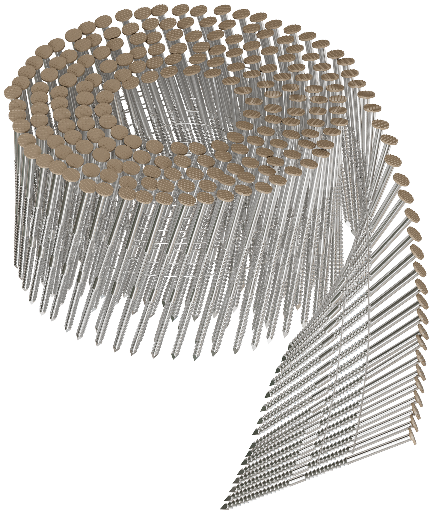 Simpson Strong-Tie S13A250CCT 15° Wire Coil, Painted, Full Round Head, Ring-Shank Nail — 2-1/2 in. x .092 in. Type 304, Tan (3600-Qty)