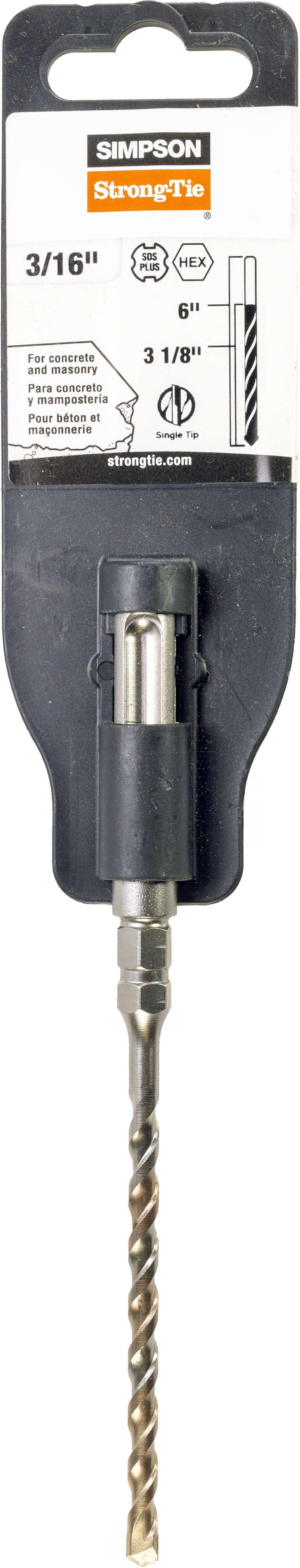 Simpson Strong-Tie MDPL01806H 3/16 in. x 6 in. SDS-plus® Titen® Screw Drill Bit/Driver (Pack of 225)
