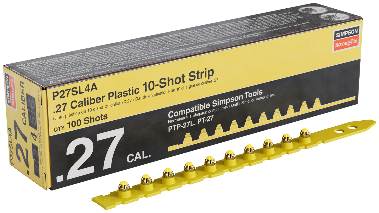 Simpson Strong-Tie P27SL4A P27SL 0.27-Caliber Plastic, 10-Shot Strip Loads, Yellow - Imported (100-Qty) (Pack of 100)
