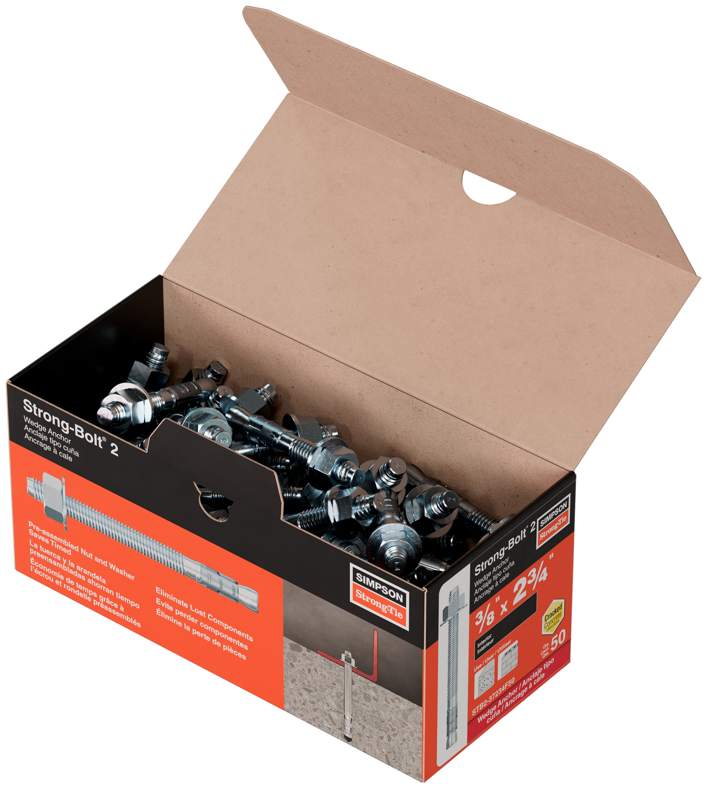 Simpson Strong-Tie STB2-37234 Strong-Bolt® 2 — 3/8 in. x 2-3/4 in. Wedge Anchor (50-Qty) (Pack of 5)