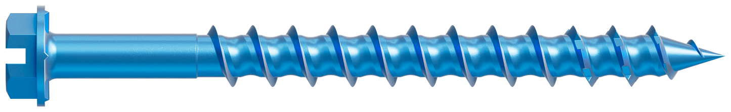 Simpson Strong-Tie TNT18214H Titen Turbo™ — 3/16 in. x 2-1/4 in. Hex-Head Concrete and Masonry Screw, Blue (100-Qty)