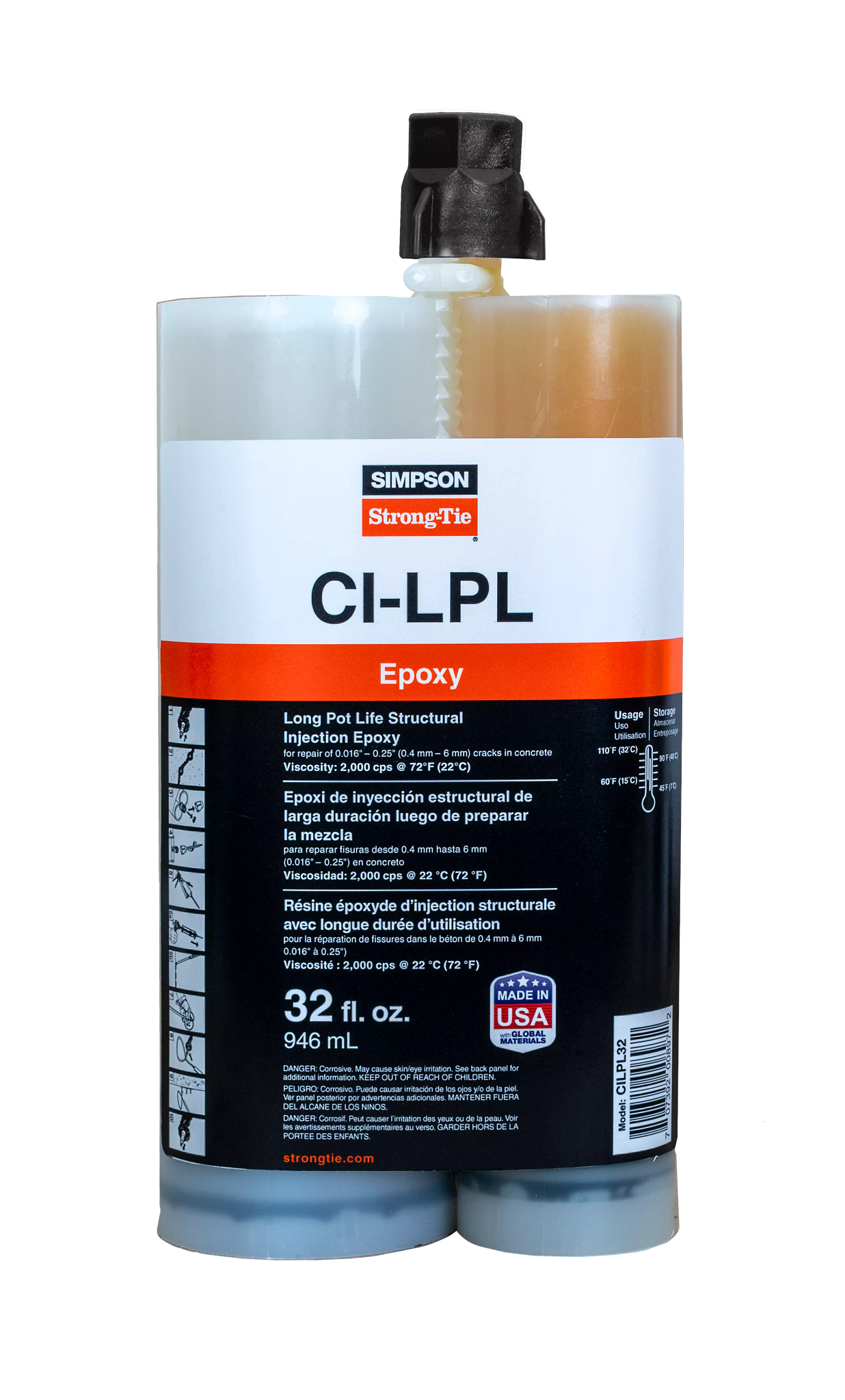 Simpson Strong-Tie CILPL32 CI-LPL™ Long Pot Life Structural Injection Epoxy (32 oz.)