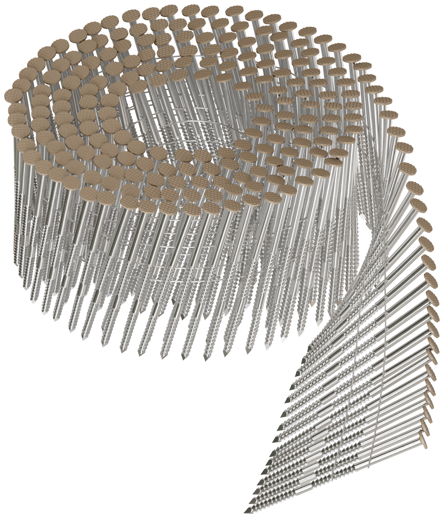 Simpson Strong-Tie S13A225CCT 15° Wire Coil, Painted Full Round Head, Ring-Shank Nail — 2-1/4 in. x .092 in. Type 304, Tan (3600-Qty)