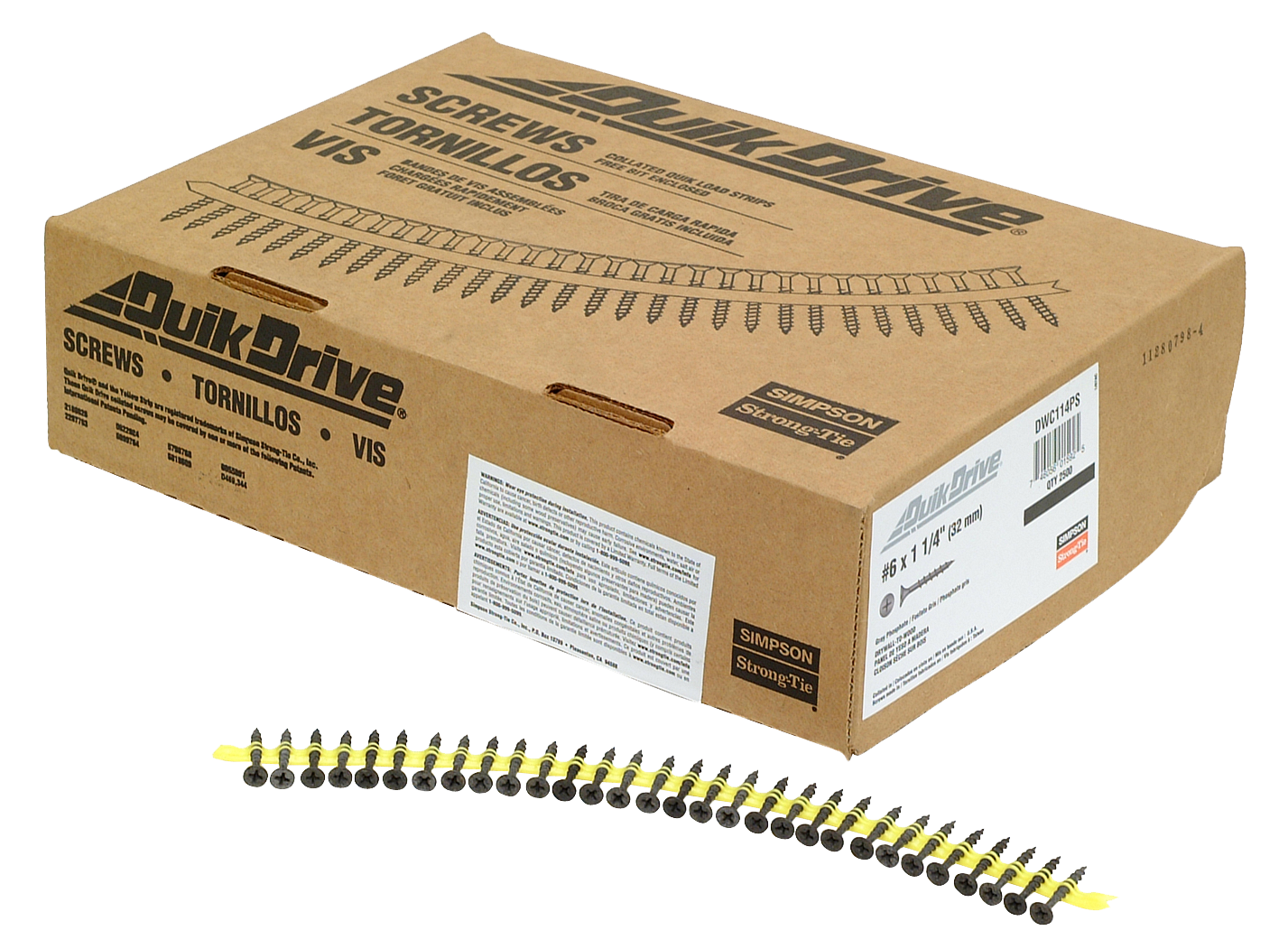 Simpson Strong-Tie DWC114PS DWC Drywall Screw (Collated) — #6 x 1-1/4 in. #2 Phillips Bugle-Head (2500-Qty) (Pack of 100)
