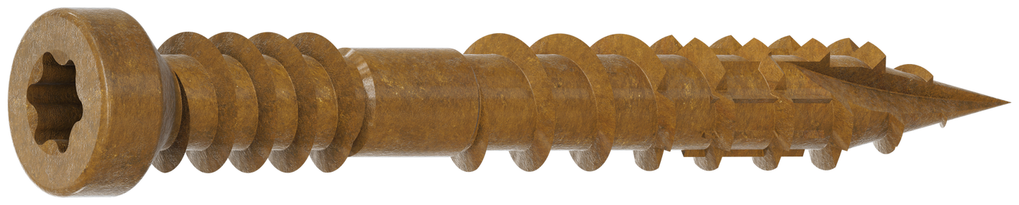 Simpson Strong-Tie FT07114R500 Finish Trim Screw — #7 x 1-1/4 in. T10, Trim-Head, Quik Guard®, Tan (500-Qty)