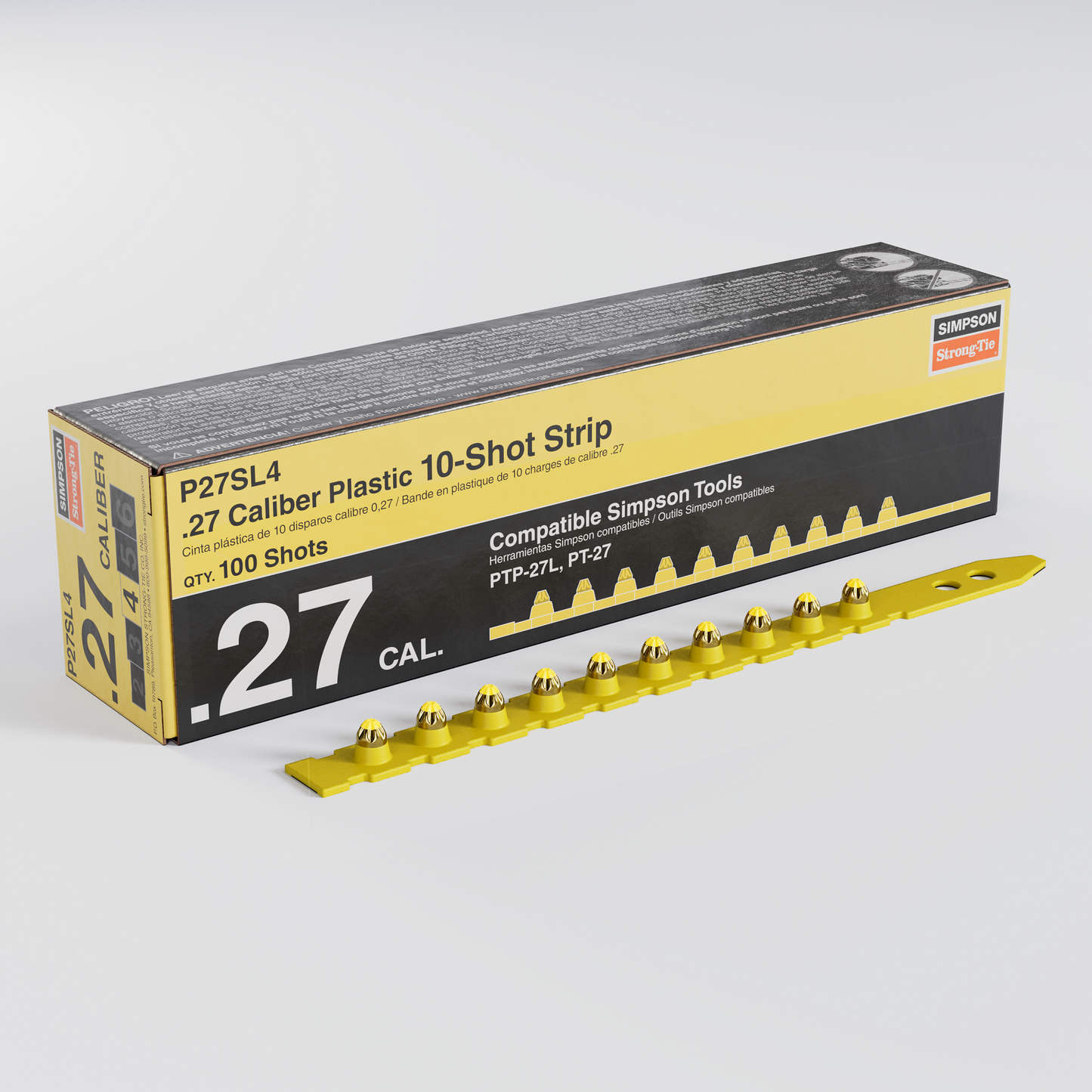 Simpson Strong-Tie P27SL4 P27SL 0.27-Caliber Plastic, 10-Shot Strip Loads, Yellow (100-Qty)
