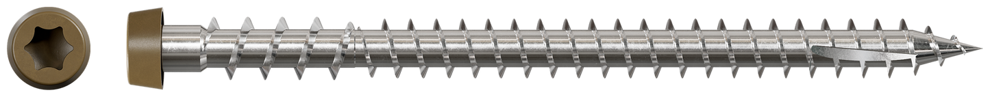 Simpson Strong-Tie DCU234S316BR05 Deck-Drive™ DCU COMPOSITE Screw (Collated) — #10 x 2-3/4 in. Type 316, Brown 05 (1000-Qty) (Pack of 100)
