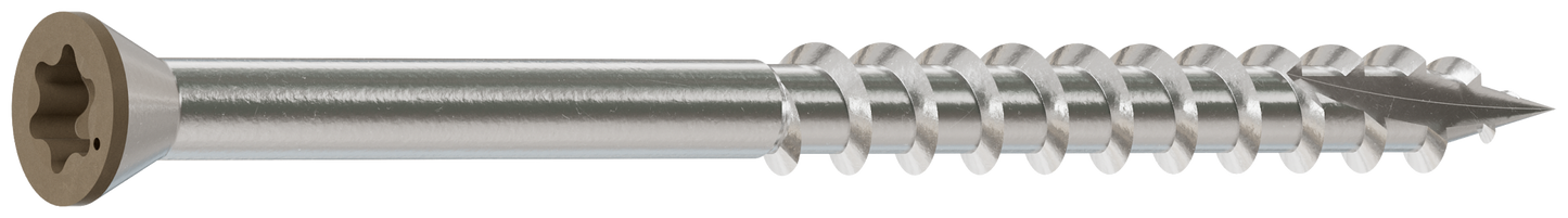 Simpson Strong-Tie T07225FT70BR05 Trim-Head Screw, 6-Lobe Drive — #7 x 2-1/4 in. T-15 Type 316, Brown 05 (70-Qty)
