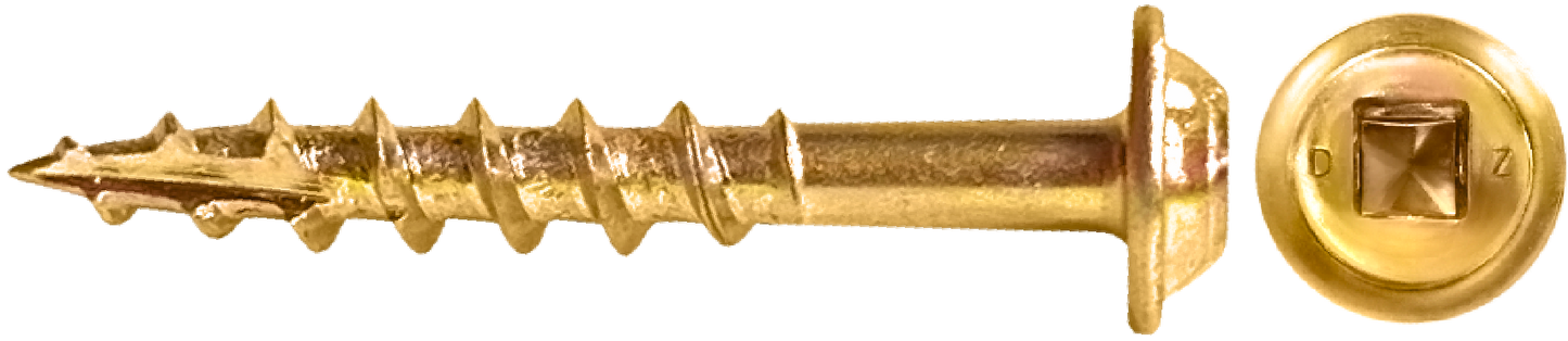 DAGGERZ DLRWSQZY10312 10 x 3-1/2 square round washer head type 17 coarse wood screws yellow zinc