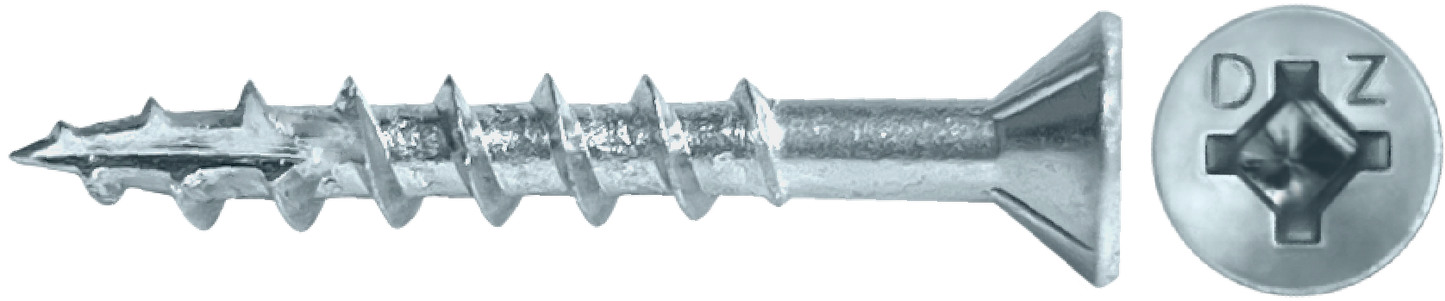 DAGGERZ DLFLSPZ08212 8 x 2-1/2 square-phillips flat w/nibs type 17 coarse wood screws zinc