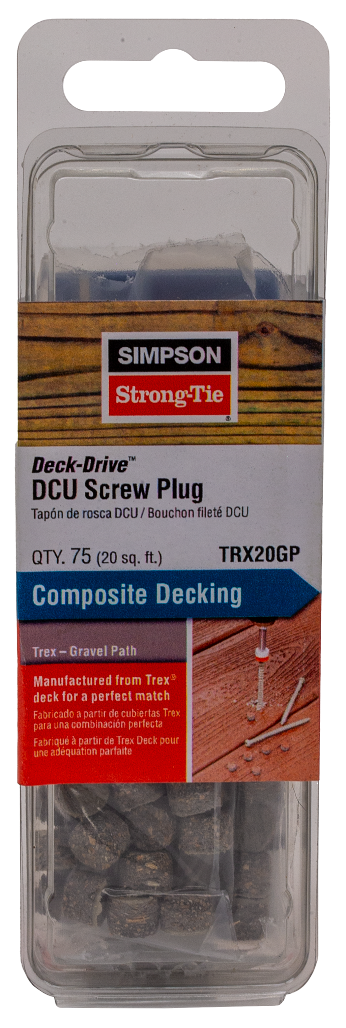 Simpson Strong-Tie TRX20GP Deck-Drive™ DCU Screw Plug — Trex Gravel Path (75-Qty)