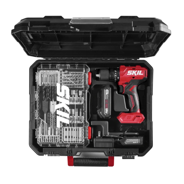 SKIL HD6280B-11 Brushless 20V Hammer Drill Kit, with 75-Pc. Drill & Drive Bit Set with Interlocking Case