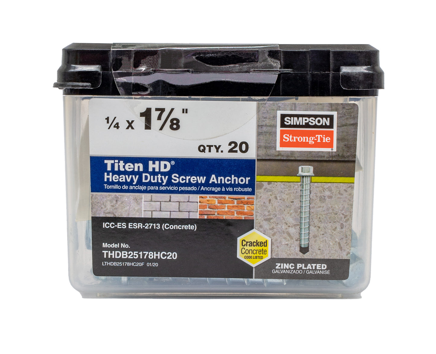 Simpson Strong-Tie THDB25178HC20 Titen HD® 1/4 in. x 1-7/8 in. Heavy-Duty Screw Anchor (20-Qty) (Pack of 1320)