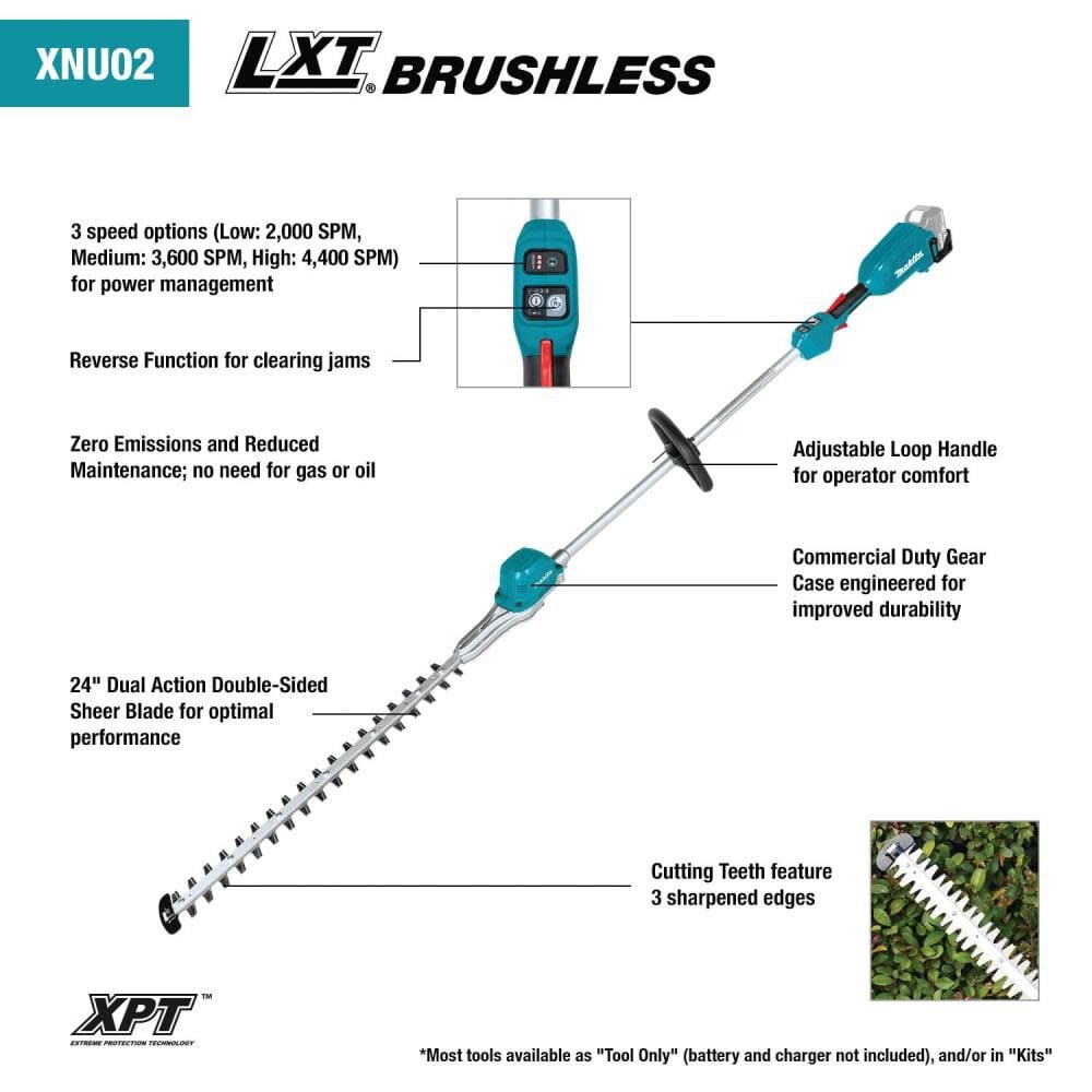 Makita XNU02T 18V LXT® Lithium-Ion Brushless Cordless 24" Pole Hedge Trimmer Kit (5.0Ah)