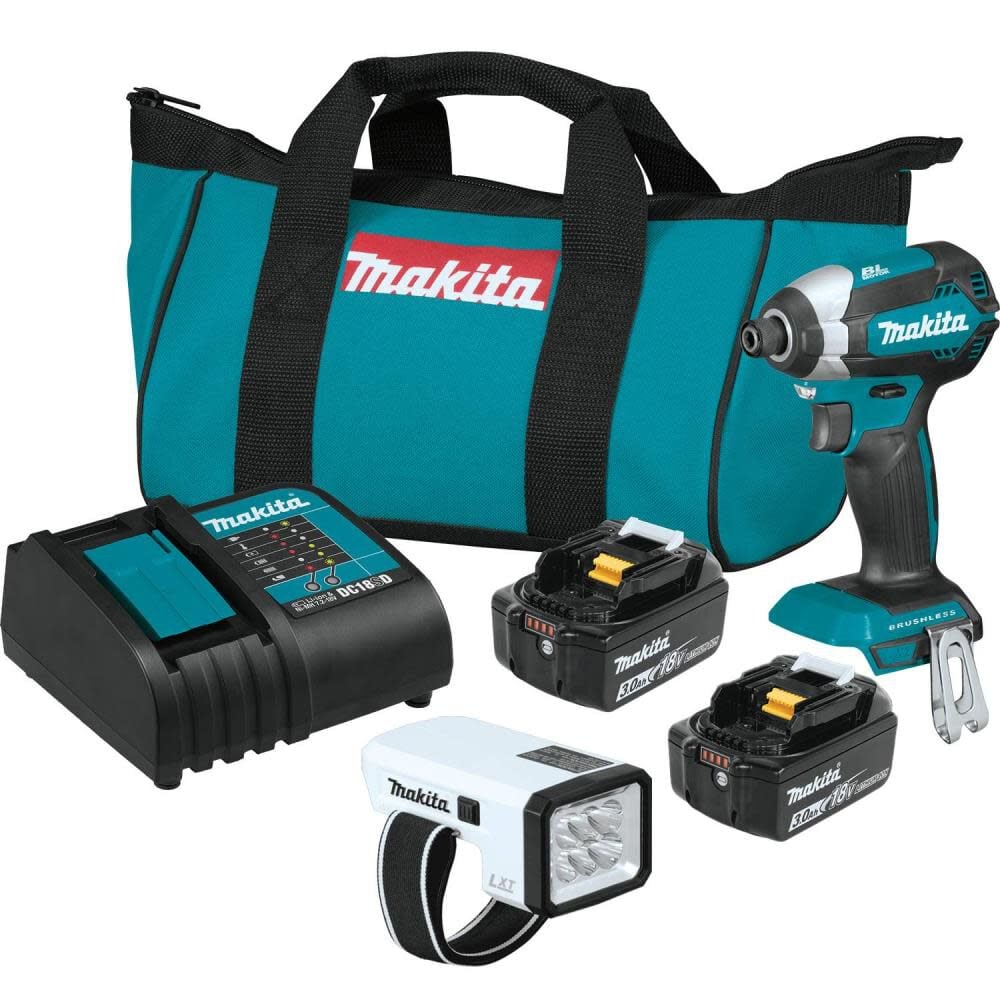 Makita XDT131X2 18V LXT® Lithium-Ion Brushless Cordless 2 Pc. Combo Kit, XDT13Z, DML186W, bag (3.0Ah)