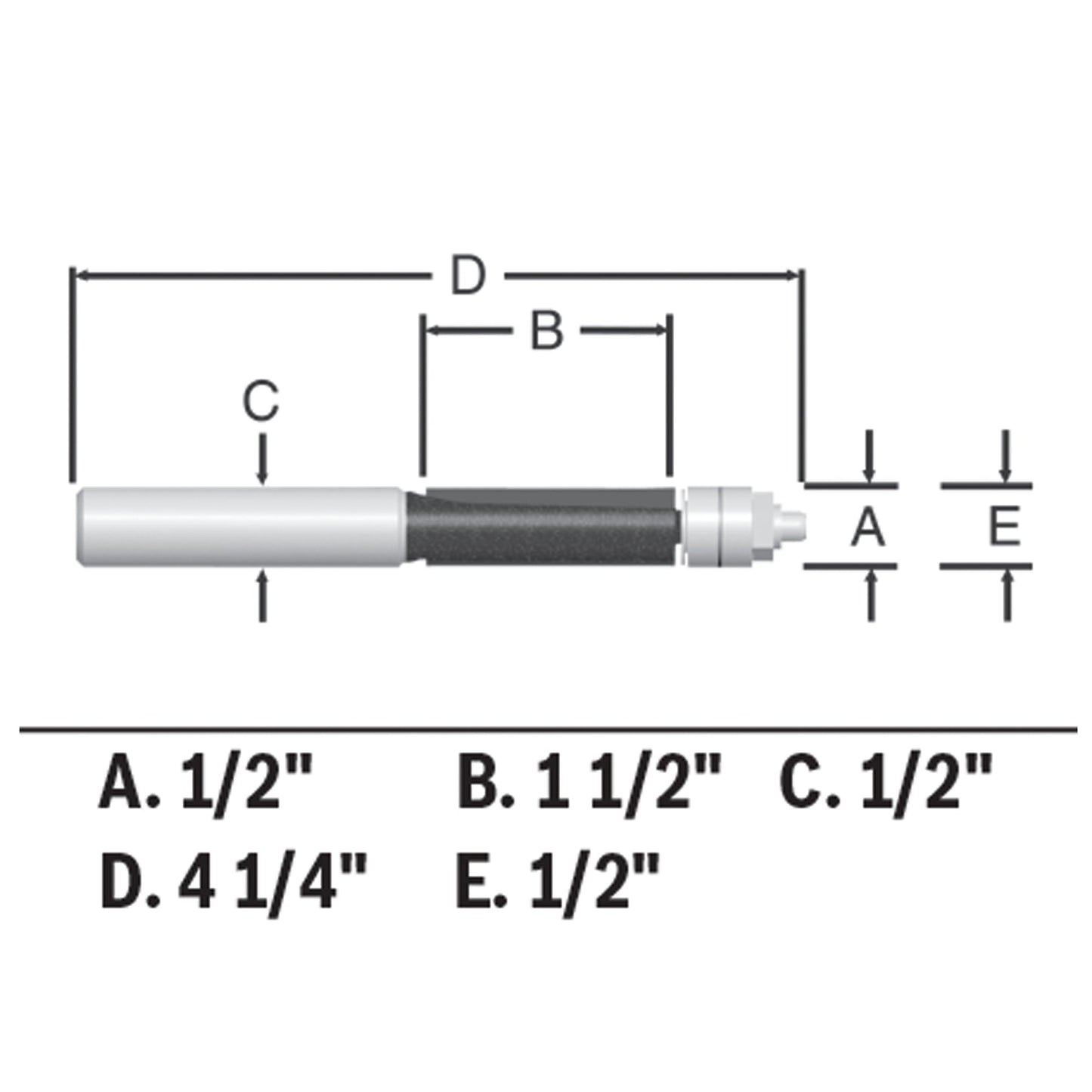 Broca fresadora de doble flauta con punta de carburo BOSCH 85601MC de 1/2 pulg. x 1-1/2 pulg.