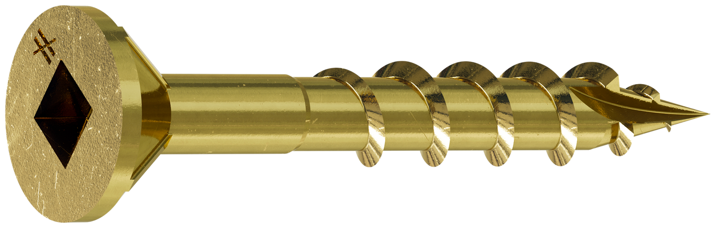 Simpson Strong-Tie WSC114S-17 WSC Wood Screw (Collated) — #8 x 1-1/4 in. #2 Square, Flat Head, Yellow Zinc (2500-Qty) (Pack of 100)