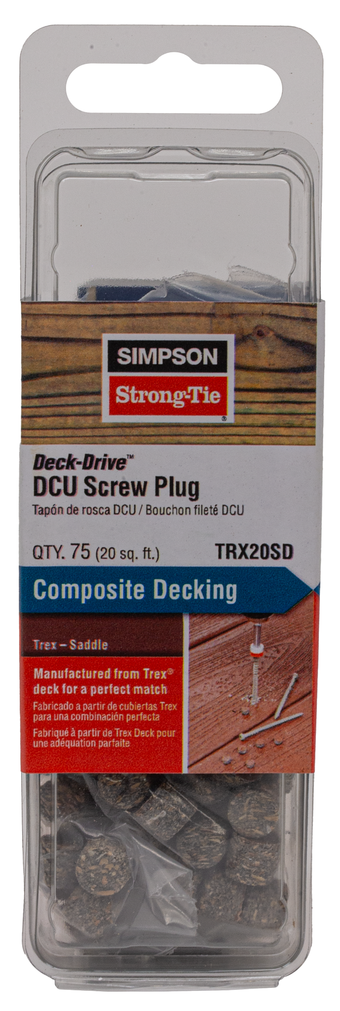 Simpson Strong-Tie TRX20SD Deck-Drive™ DCU Screw Plug — Trex Saddle (75-Qty) (Pack of 3240)