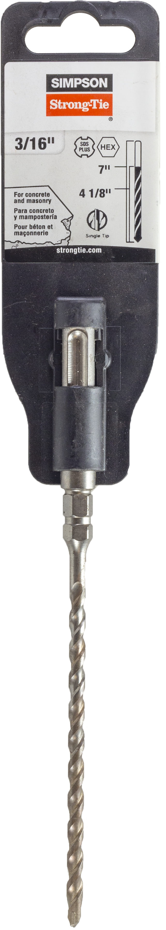 Simpson Strong-Tie MDPL01807H 3/16 in. x 7 in. SDS-plus® Titen® Screw Drill Bit/Driver