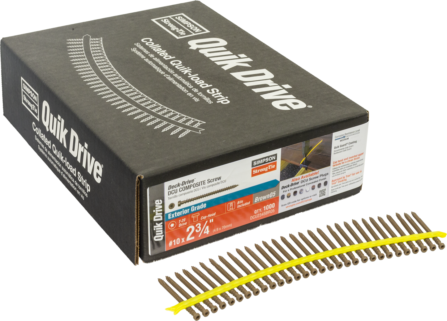 Simpson Strong-Tie DCU234SBR05 Deck-Drive™ DCU COMPOSITE Screw (Collated) — #10 x 2-3/4 in. Quik Guard® Brown 05 (1000-Qty)