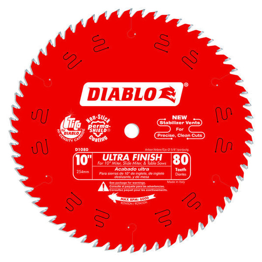 Diablo 008925020493 10 in. x 80 Tooth Carbide Circular Saw Blade