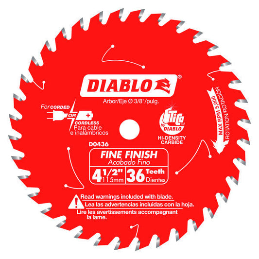Diablo 008925020820 4-1/2 in. 36 Tooth Fine Finish Saw Blade