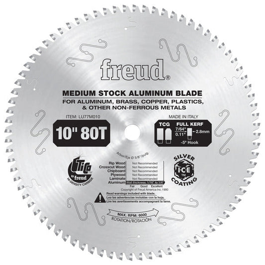 Freud 008925035152 10" x 80T Medium Stock Aluminum Blade