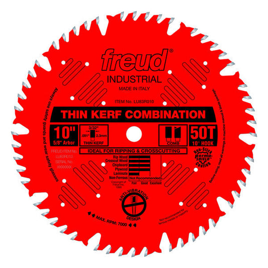 Freud 008925035237 10" x 50T Thin Kerf Combination Blade
