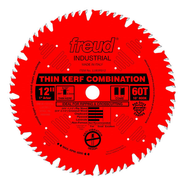 Freud 008925035244 12" x 60T Thin Kerf Combination Blade