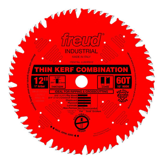 Freud 008925035244 12" x 60T Thin Kerf Combination Blade