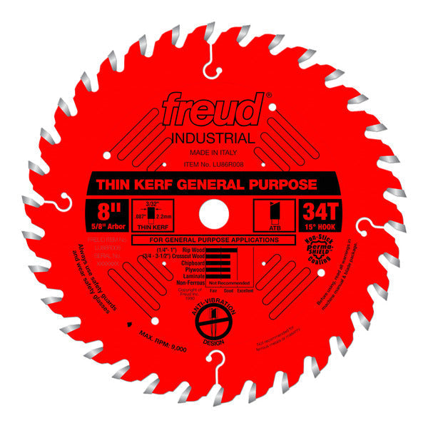 Freud 008925035268 8" x 34T Thin Kerf General Purpose Blade