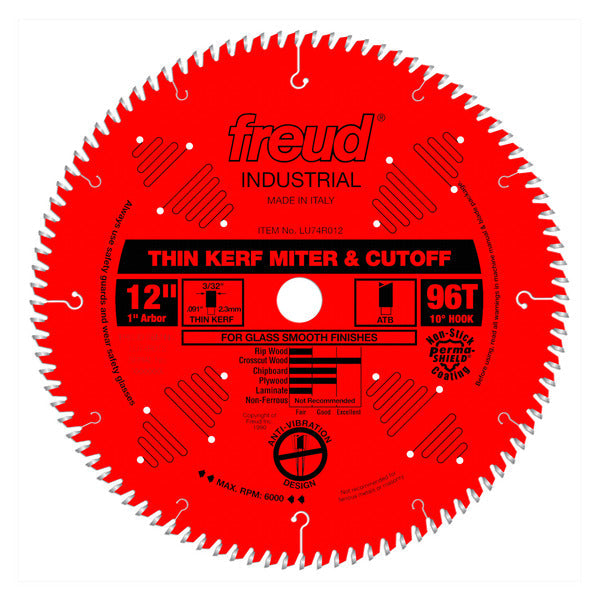 Freud 008925037941 12" x 96T Thin Kerf Ultimate Cut-Off Blade