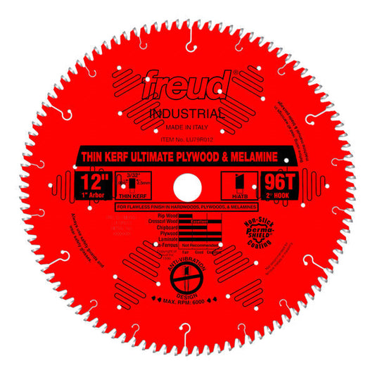 Freud 008925044949 12" x 96T Thin Kerf Ultimate Plywood & Melamine Blade