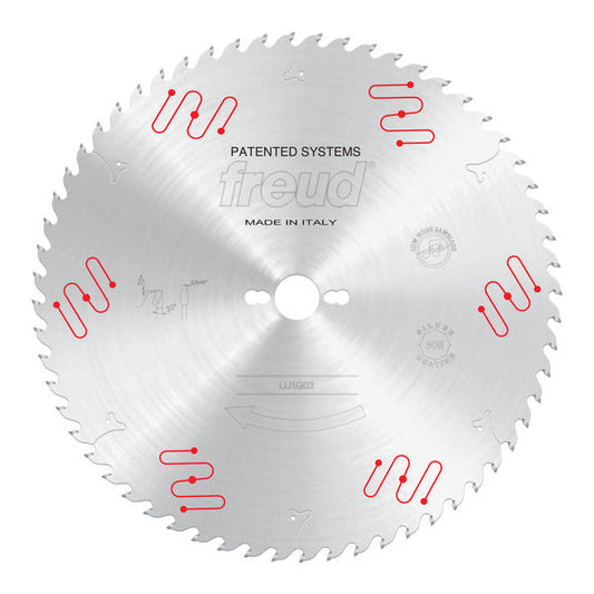 Freud 008925050780 350mm x 60T Carbide Tipped Blade for Ripping & Crosscutting, Rounded tooth on the side.