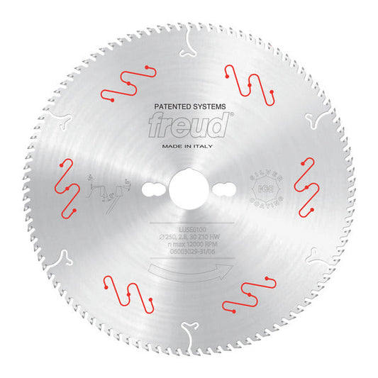 Freud 008925053774 250mm x 100T Ultra-Thin Aluminum & Non-Ferrous Blades with Mechanical Clamping