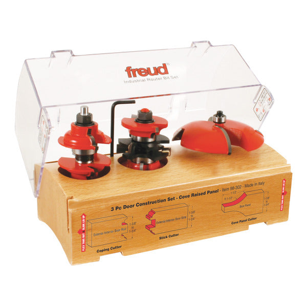 Freud 008925054306 3 Piece Door Construction Bit Set, roundover & quadra cut