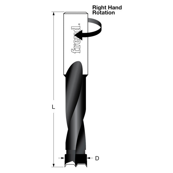Freud 008925055105 7/32” (Dia.) Brad Point Bit with Right Hand Rotation 70mm overall length
