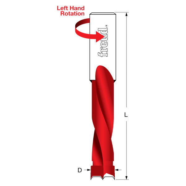 Freud 008925055273 3/8” (Dia.) Brad Point Bit with Left Hand Rotation 70mm overall length