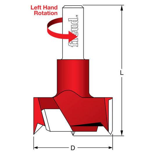Freud 008925055556 18 mm (Dia.) Cylinder (Hinge) Bit with Left Hand Rotation 57.5mm overall length